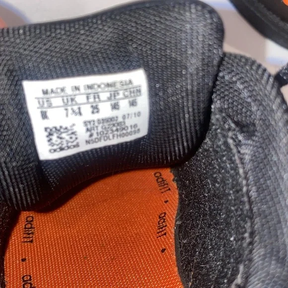 Adidas Sneakers Shoes Orange Black Traditional 3 Stripe Youth 8 size 8K - Picture 7 of 9